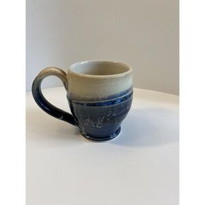 Art‎ Studio Pottery Mug Signed Navy And Tan